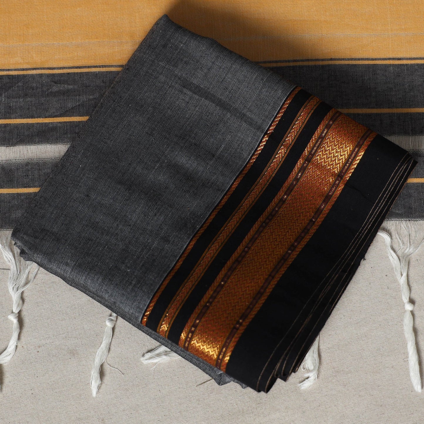 Grey - 3pc cotton unstitched dharwad dress material 01