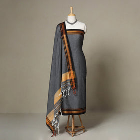 Grey - 3pc cotton unstitched dharwad dress material 01