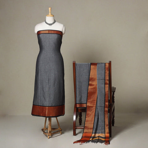 Grey - 3pc cotton unstitched dharwad dress material 02