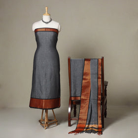 Grey - 3pc cotton unstitched dharwad dress material 02