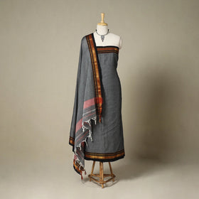 Grey 3pc Cotton Unstitched Dharwad Dress Material