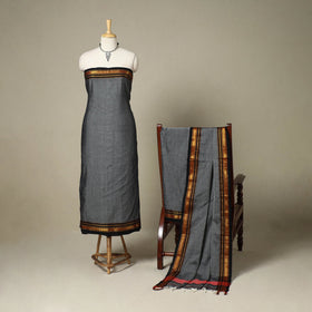 Grey 3pc Cotton Unstitched Dharwad Dress Material