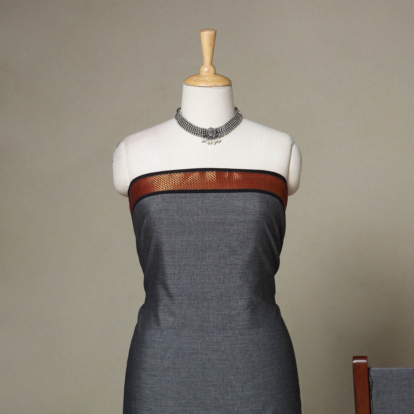 Grey - 3pc cotton unstitched dharwad dress material 07