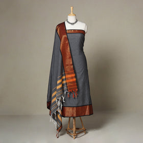 Grey - 3pc cotton unstitched dharwad dress material 07