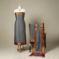 Grey 3pc Cotton Unstitched Dharwad Dress Material