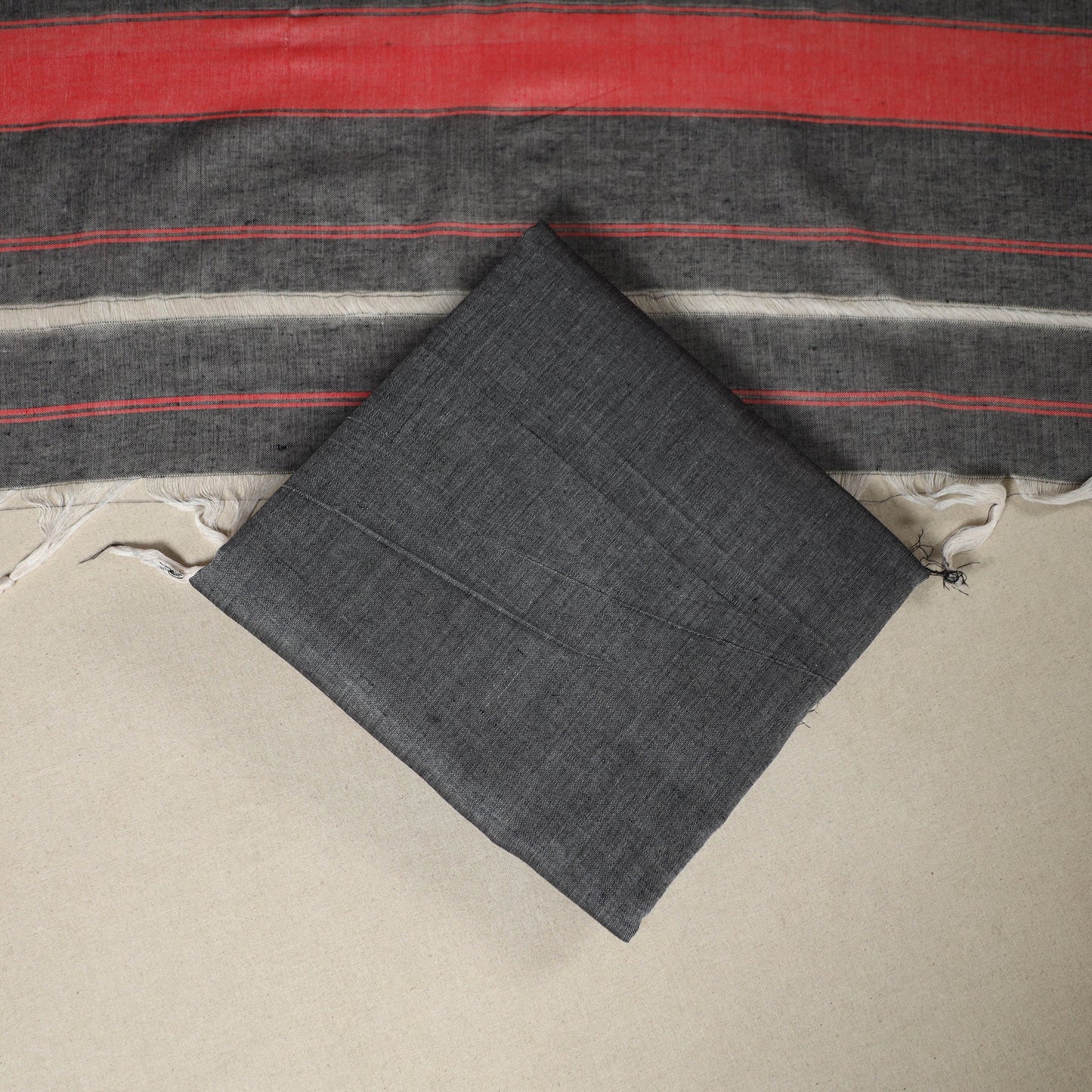 Grey 3pc Cotton Unstitched Dharwad Dress Material