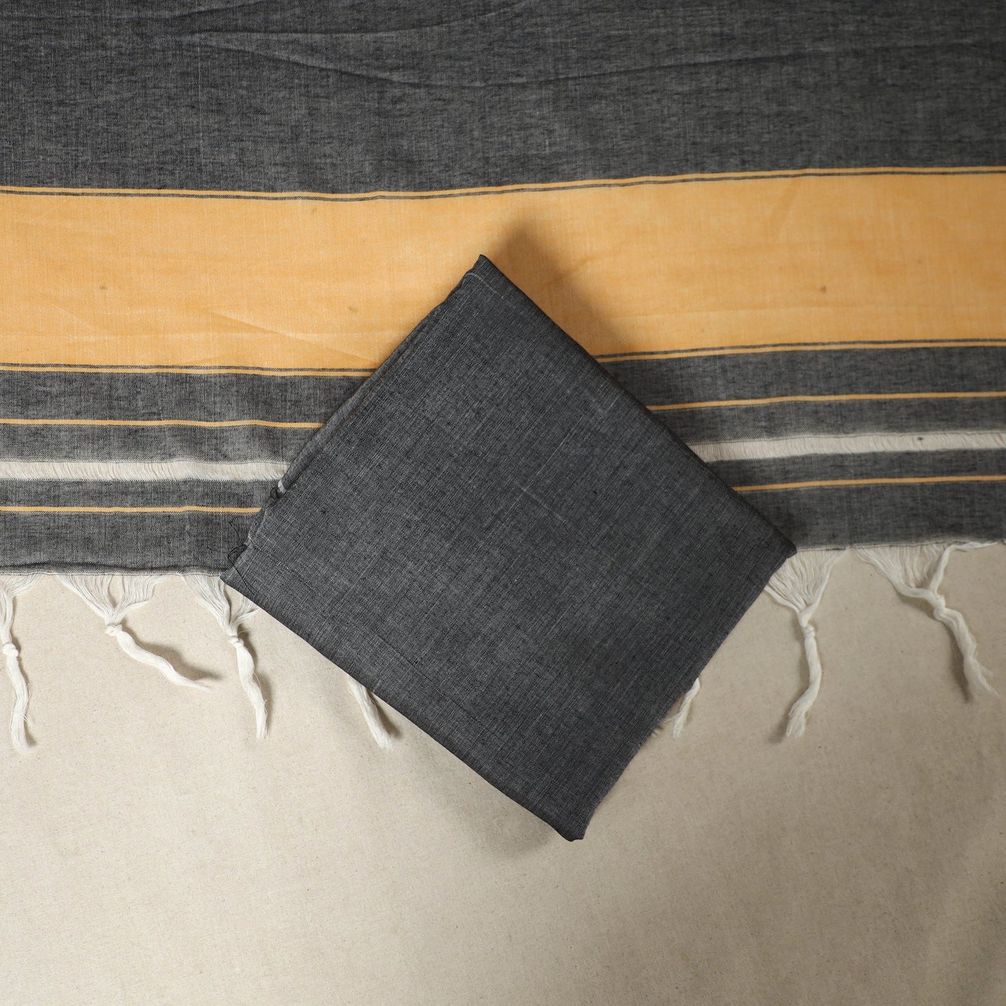 Grey 3pc Cotton Unstitched Dharwad Dress Material