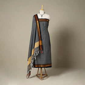 Grey 3pc Cotton Unstitched Dharwad Dress Material