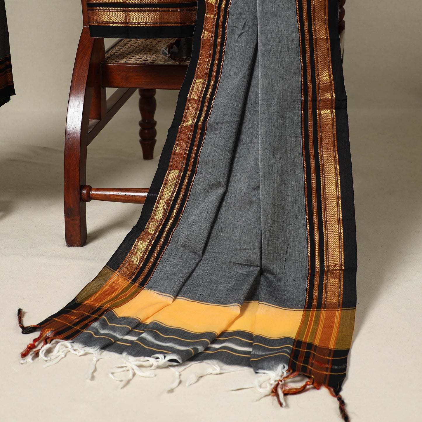 Grey 3pc Cotton Unstitched Dharwad Dress Material