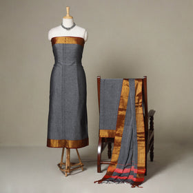 Grey - 3pc cotton unstitched dharwad dress material 12