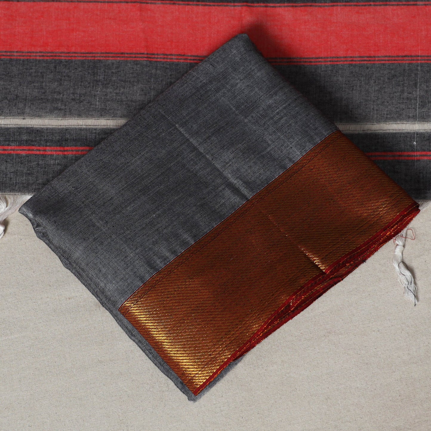 Grey - 3pc cotton unstitched dharwad dress material 12