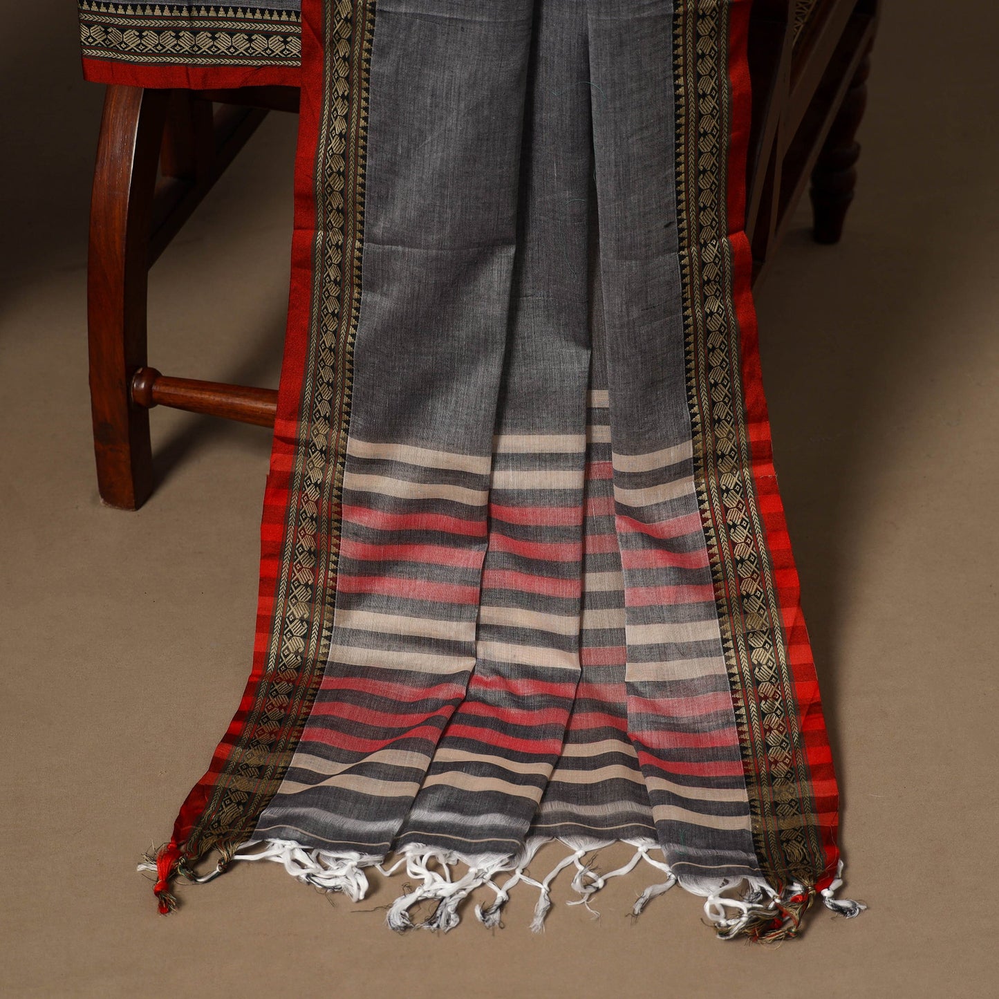 Grey - 3pc cotton unstitched dharwad dress material 15