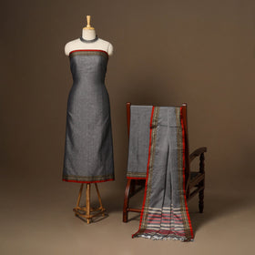 Grey - 3pc cotton unstitched dharwad dress material 15