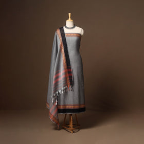 Grey - 3pc cotton unstitched dharwad dress material 20