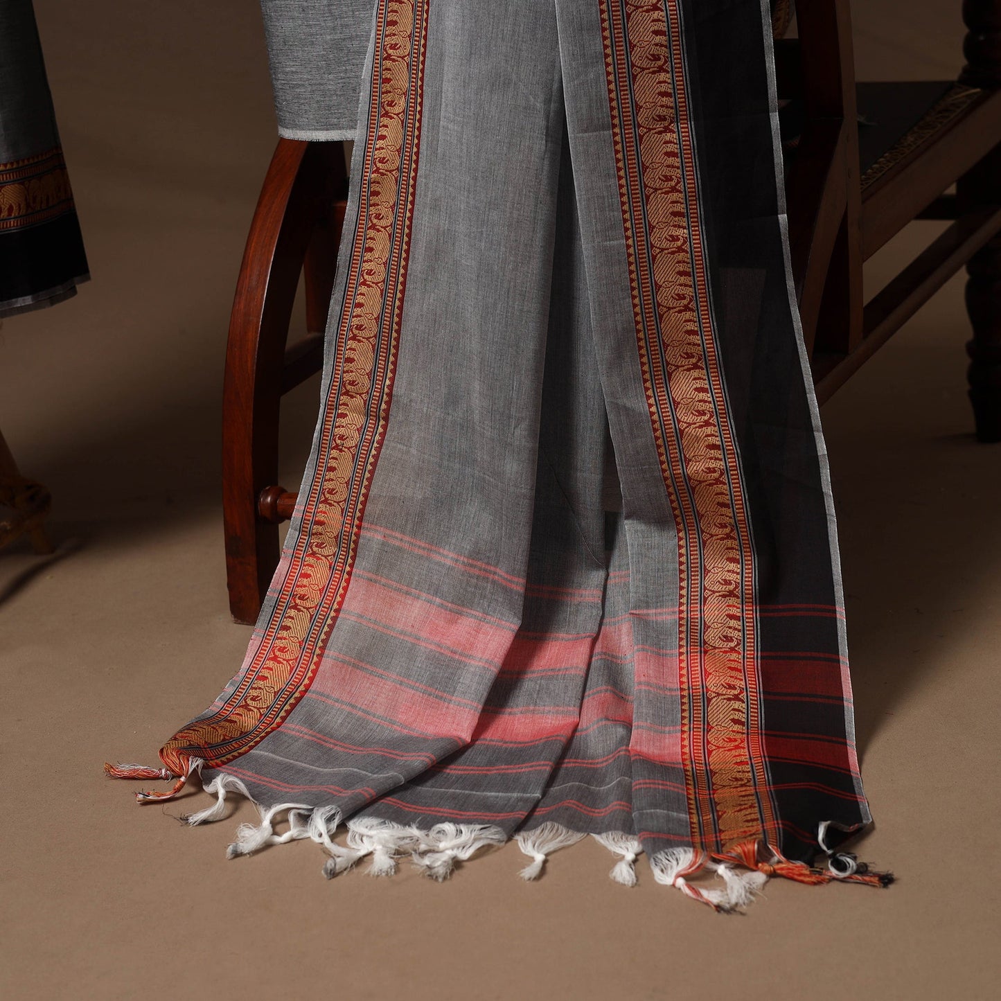 Grey - 3pc cotton unstitched dharwad dress material 20