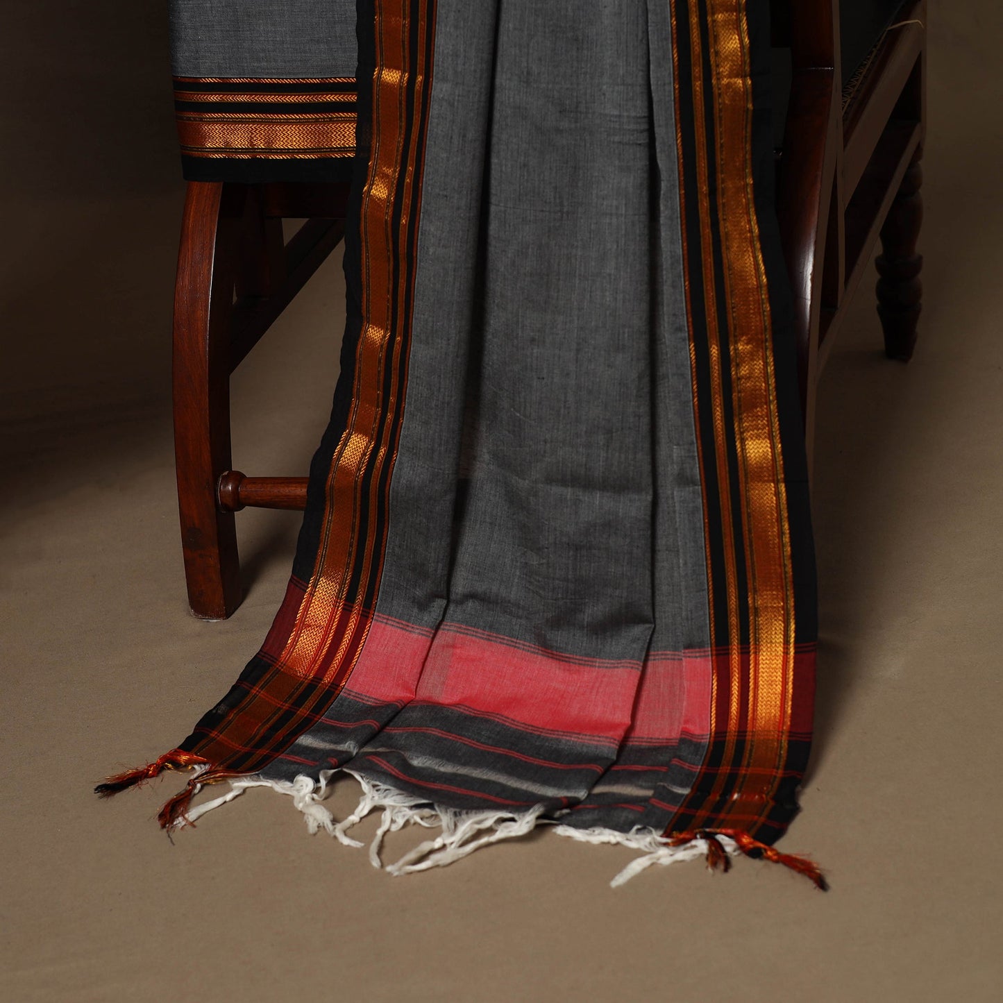 Grey - 3pc cotton unstitched dharwad dress material