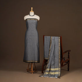 Grey - 3pc cotton unstitched dharwad dress material