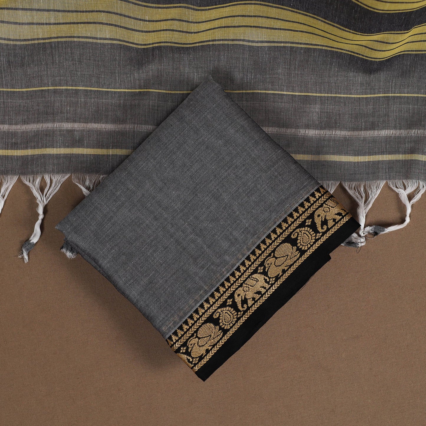 Grey - 3pc cotton unstitched dharwad dress material