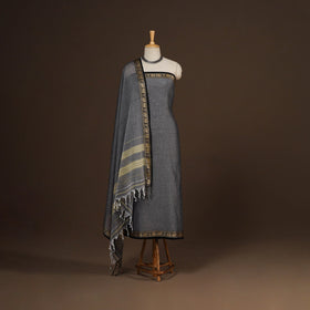 Grey - 3pc cotton unstitched dharwad dress material