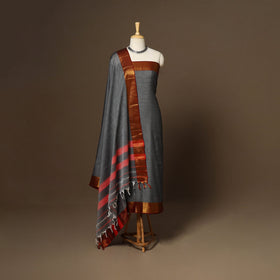 Grey - 3pc cotton unstitched dharwad dress material