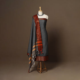 Grey - 3pc cotton unstitched dharwad dress material