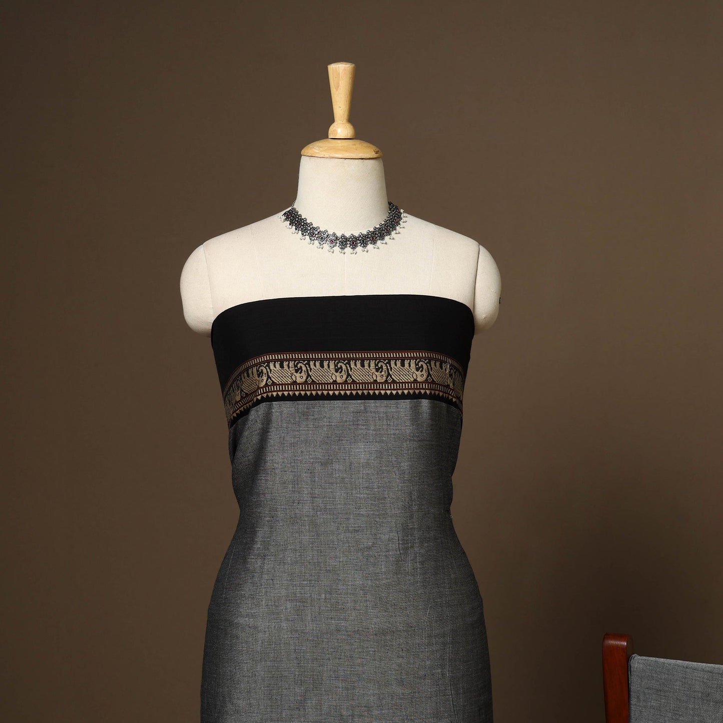 Grey - 3pc cotton unstitched dharwad dress material