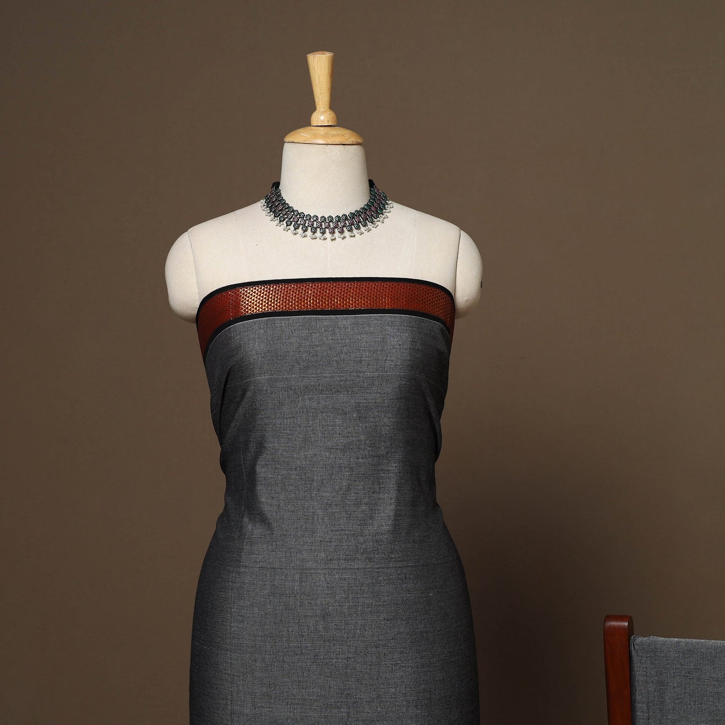 Grey - 3pc cotton unstitched dharwad dress material