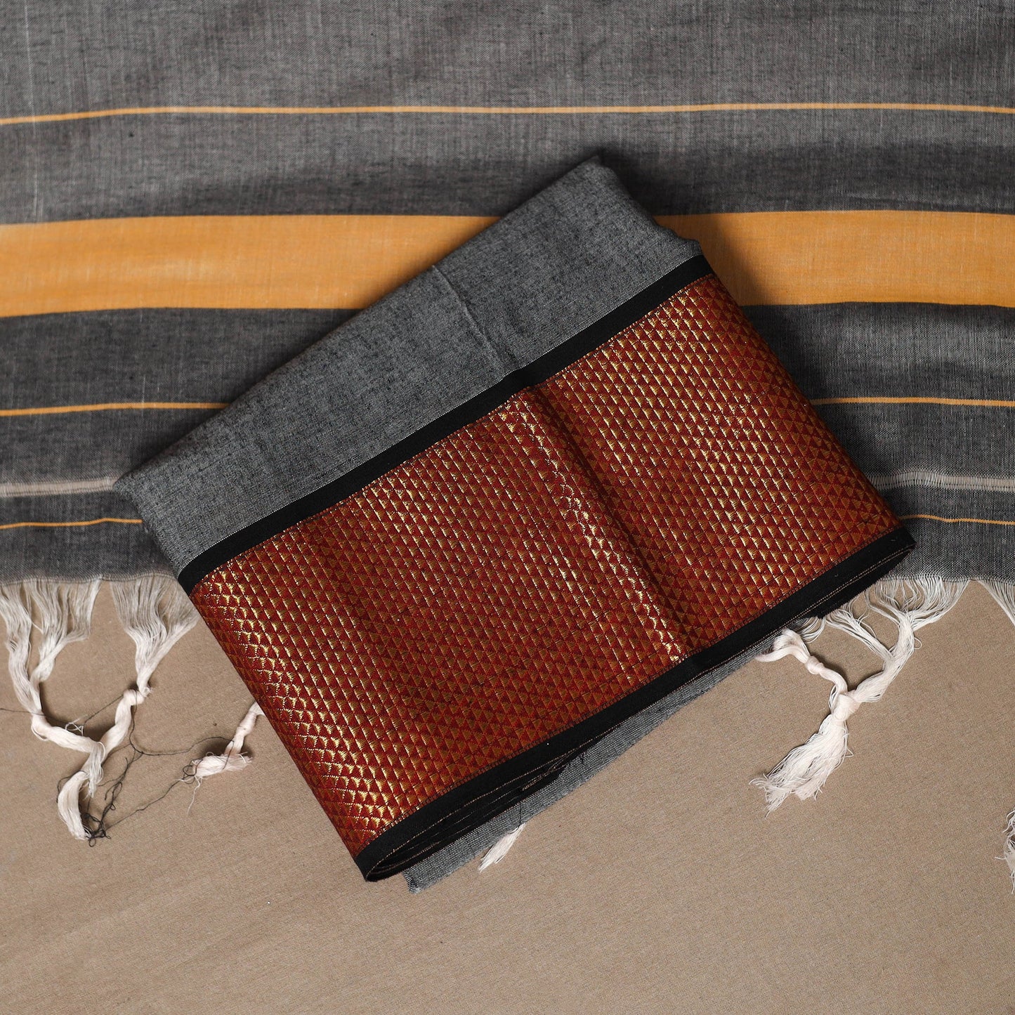 Grey - 3pc cotton unstitched dharwad dress material