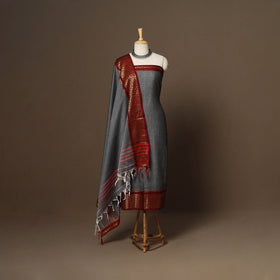 Grey - 3pc cotton unstitched dharwad dress material