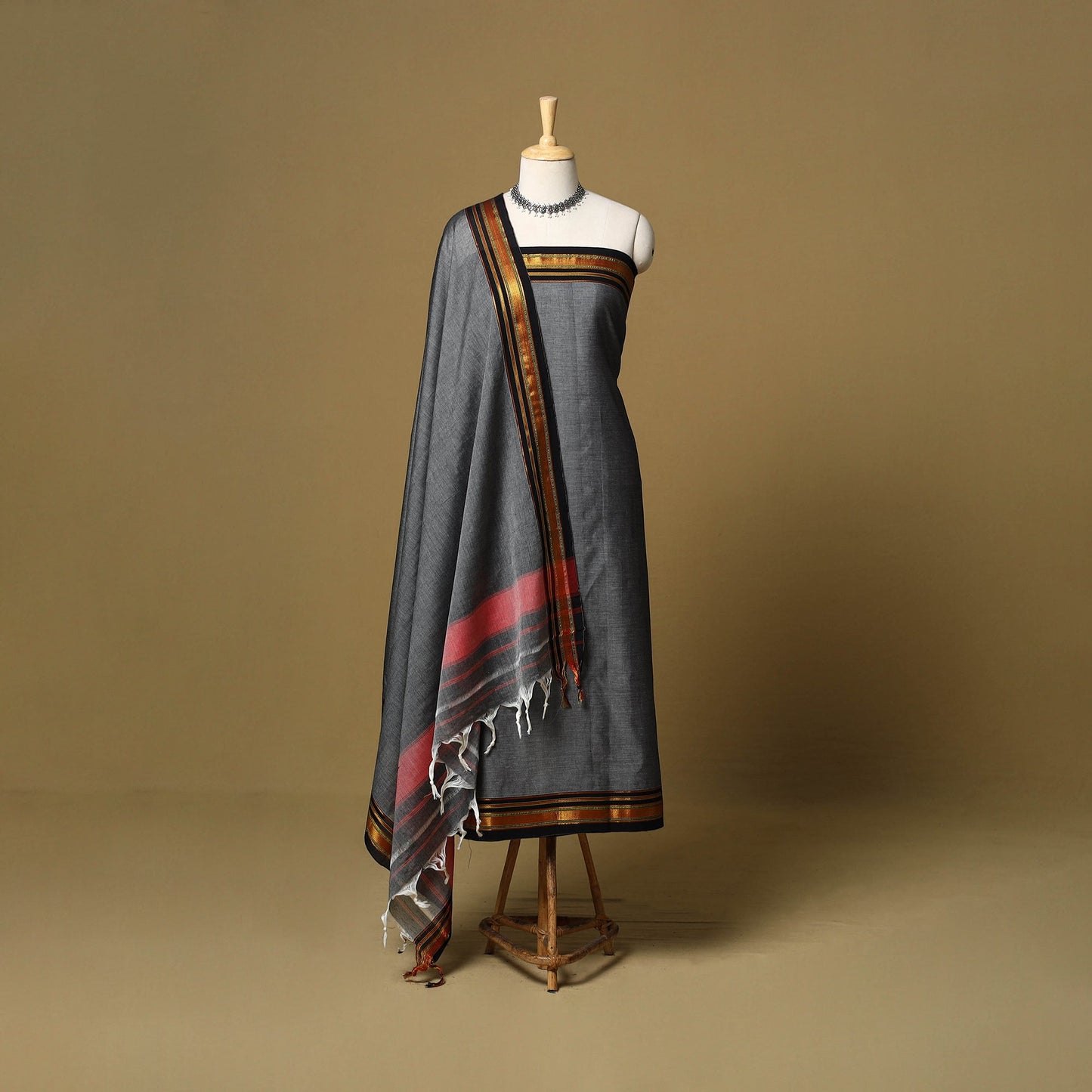 3pc cotton unstitched dharwad dress material with border 27