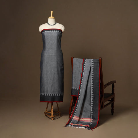 Grey - 3pc cotton unstitched dharwad dress material