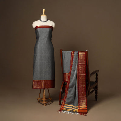 Grey - 3pc cotton unstitched dharwad dress material