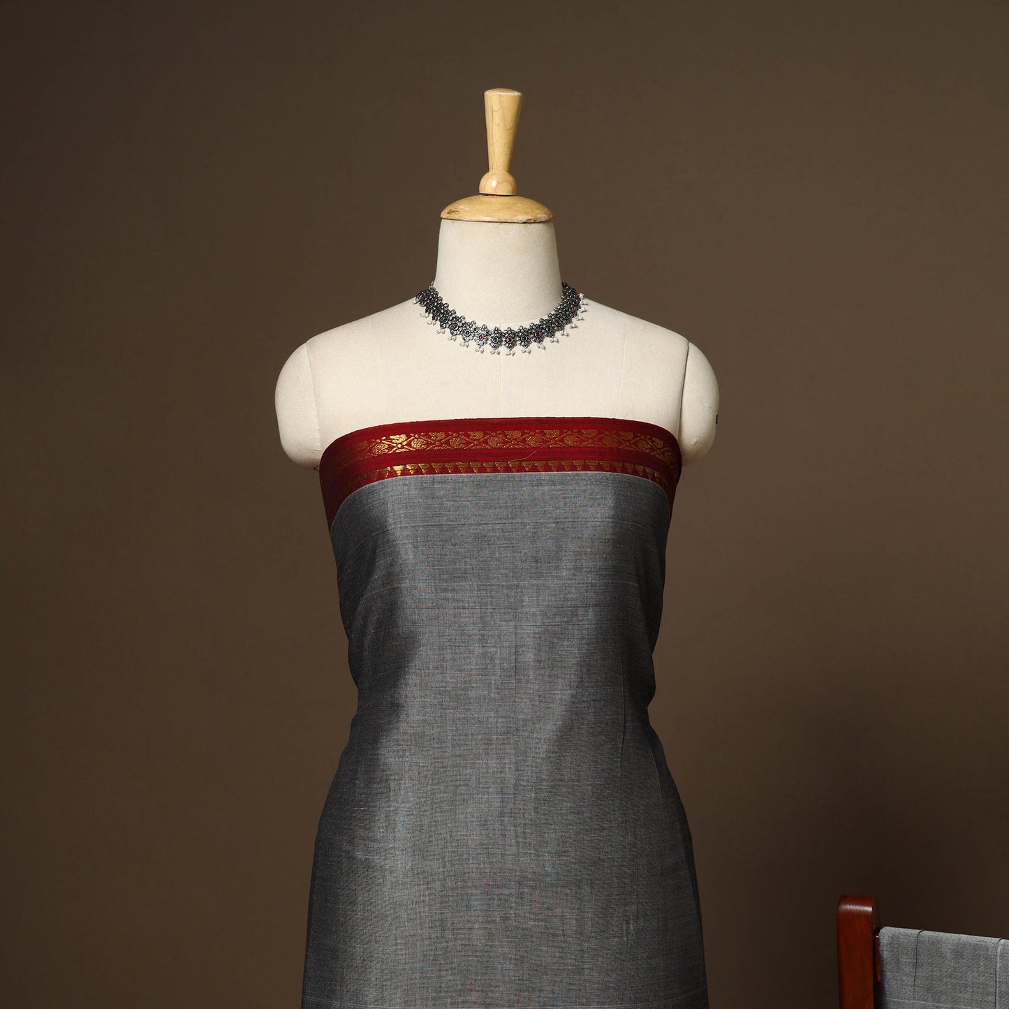 Grey - 3pc cotton unstitched dharwad dress material