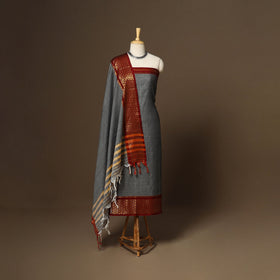 Grey - 3pc cotton unstitched dharwad dress material