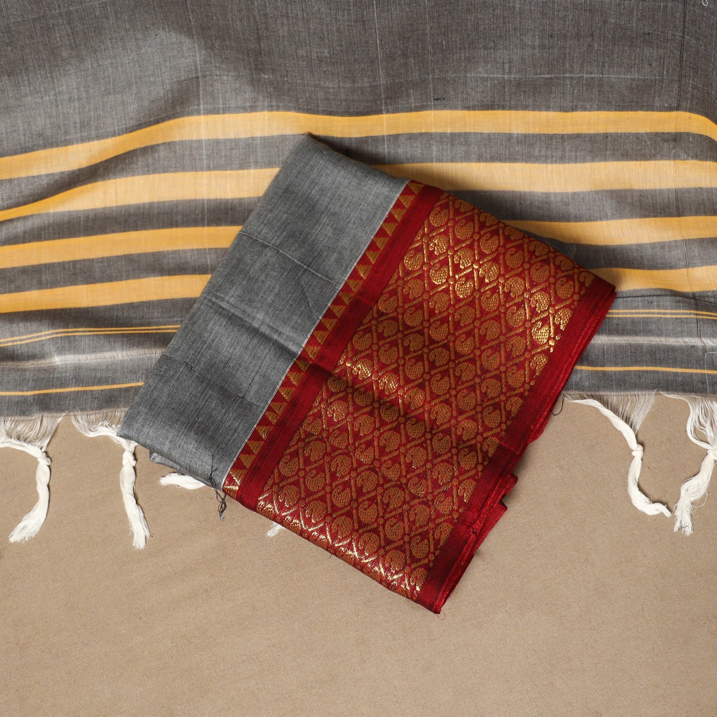 Grey - 3pc cotton unstitched dharwad dress material