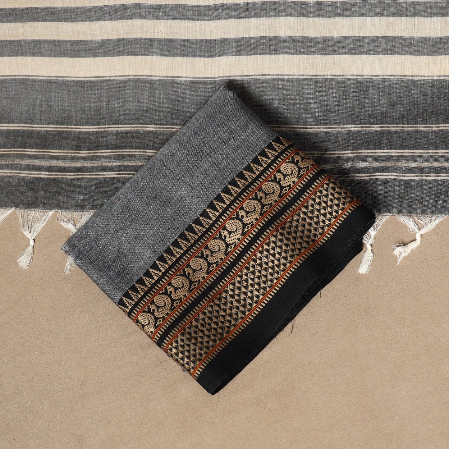 Grey - 3pc cotton unstitched dharwad dress material