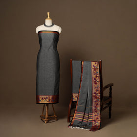 Grey - 3pc cotton unstitched dharwad dress material