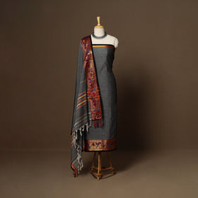 Grey - 3pc cotton unstitched dharwad dress material