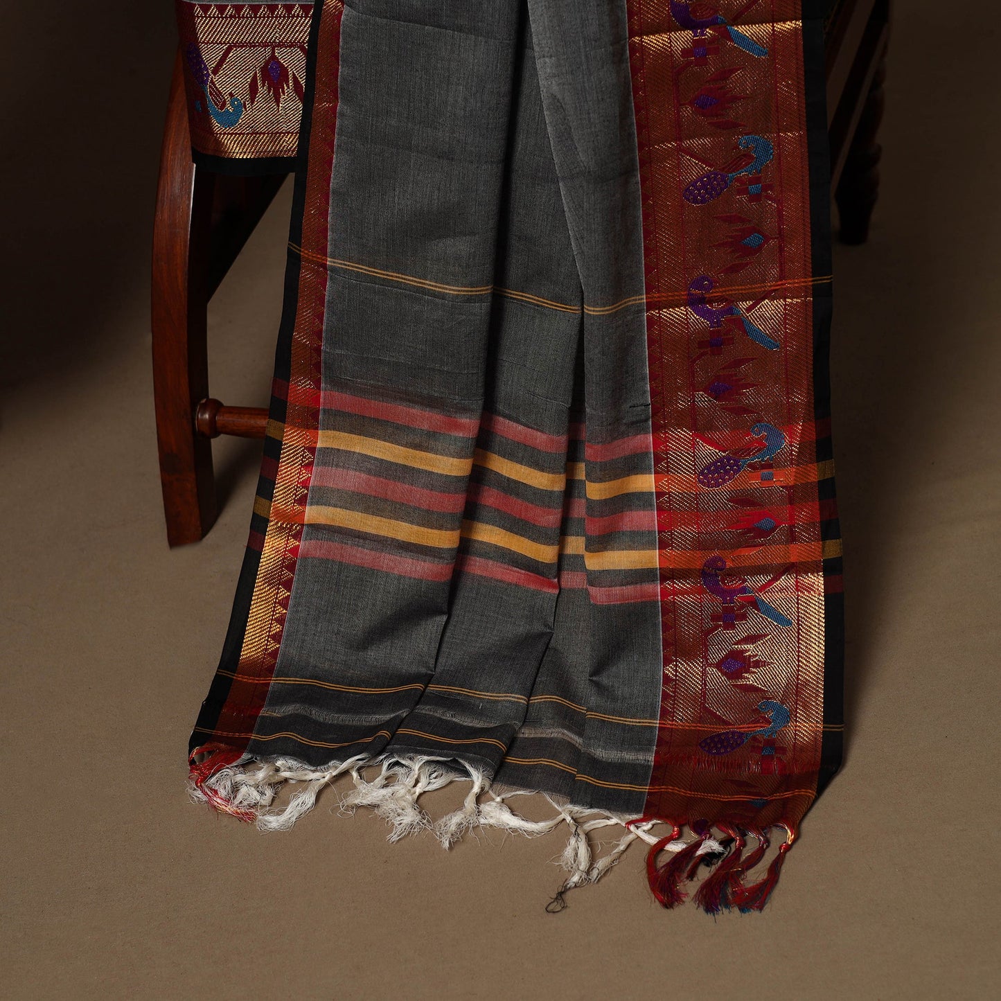 Grey - 3pc cotton unstitched dharwad dress material