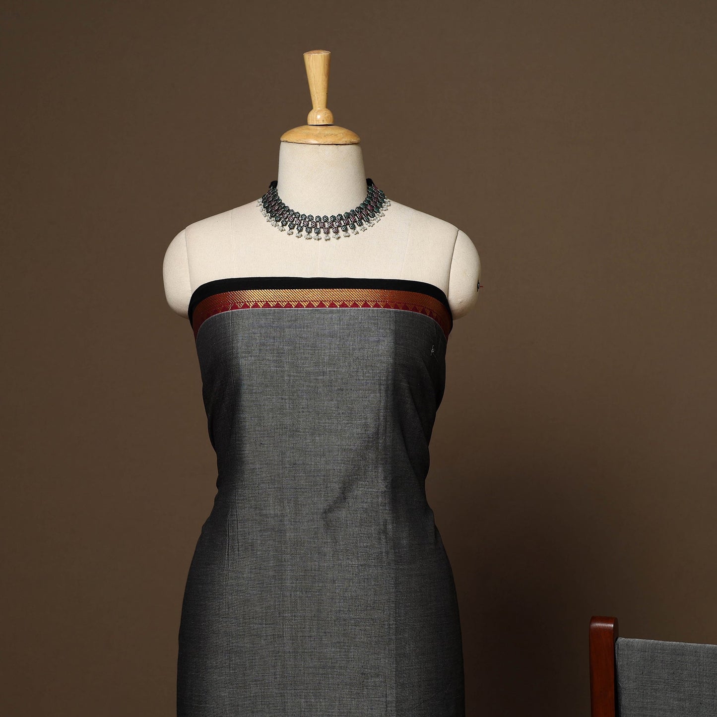 Grey - 3pc cotton unstitched dharwad dress material