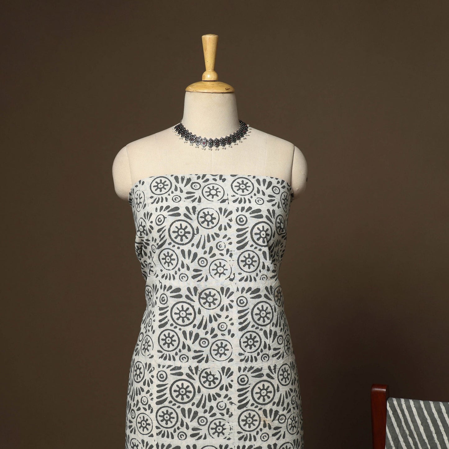 Grey - 3pc cotton unstitched kutch batik dress material 03