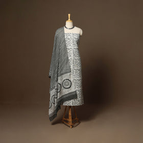 Grey - 3pc cotton unstitched kutch batik dress material 03