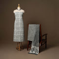 Grey - 3pc cotton unstitched kutch batik dress material 03