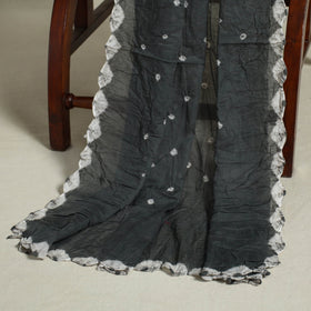 Grey 3pc Embroidered Unstitched Kutch Bandhani Dress Material