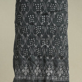 Grey 3pc Embroidered Unstitched Kutch Bandhani Dress Material