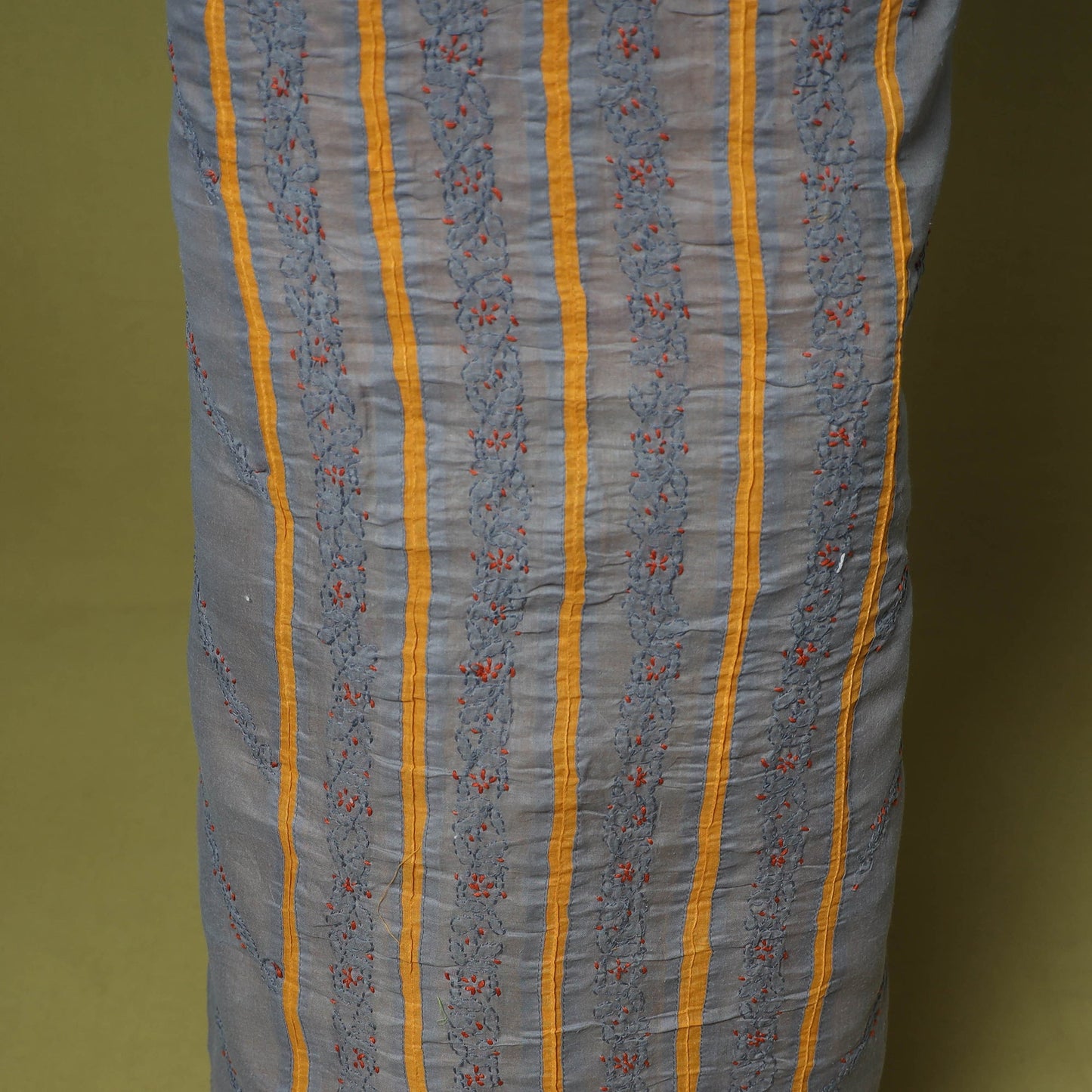 Grey - 3pc hand embroidery cotton lucknow chikankari dress