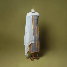 Grey - 3pc hand embroidery cotton lucknow chikankari dress