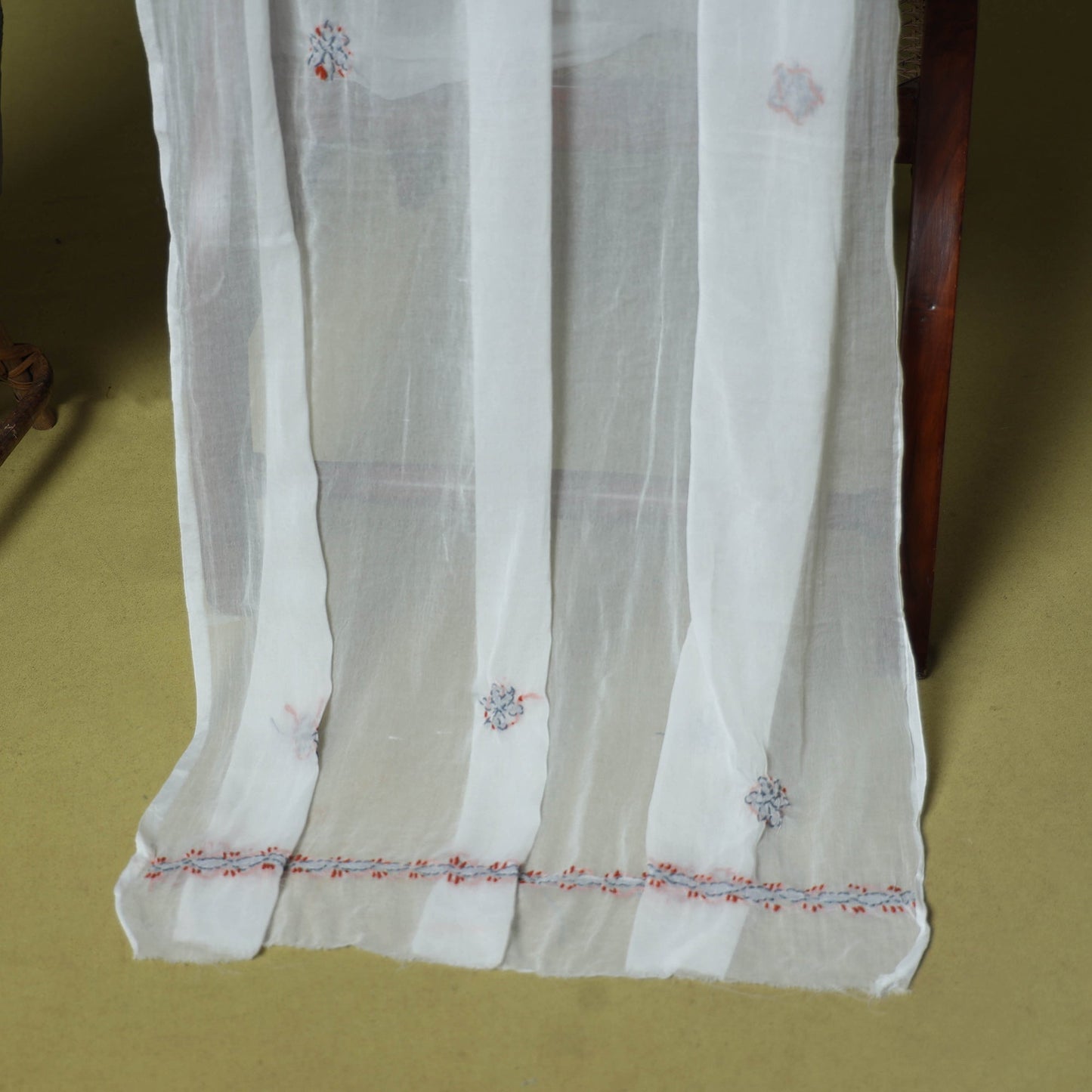 Grey - 3pc hand embroidery cotton lucknow chikankari dress