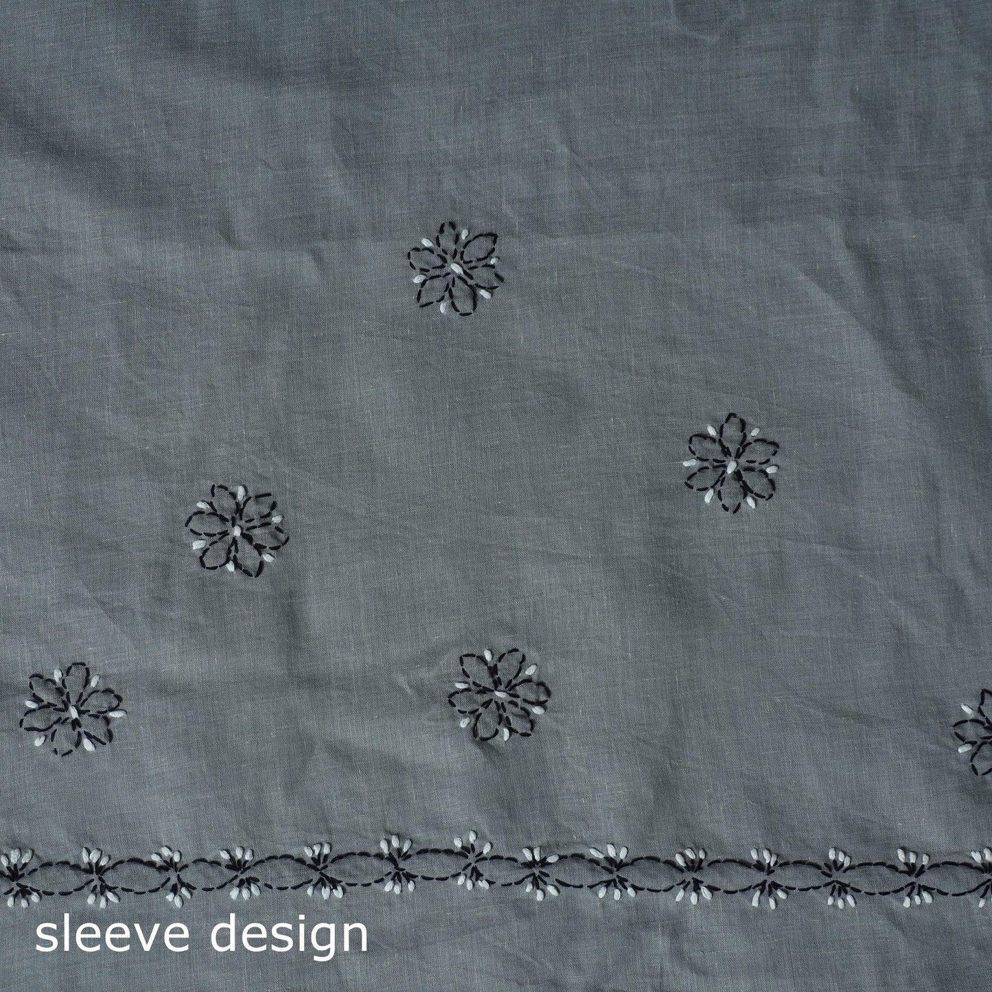 Grey - 3pc hand embroidery cotton lucknow chikankari dress