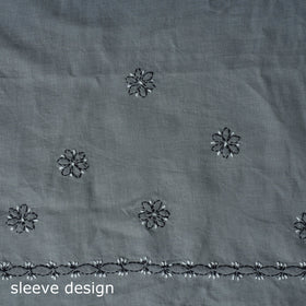 Grey - 3pc hand embroidery cotton lucknow chikankari dress